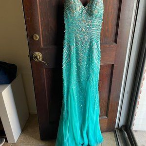 Teal sequin prom dress - XS mermaid style